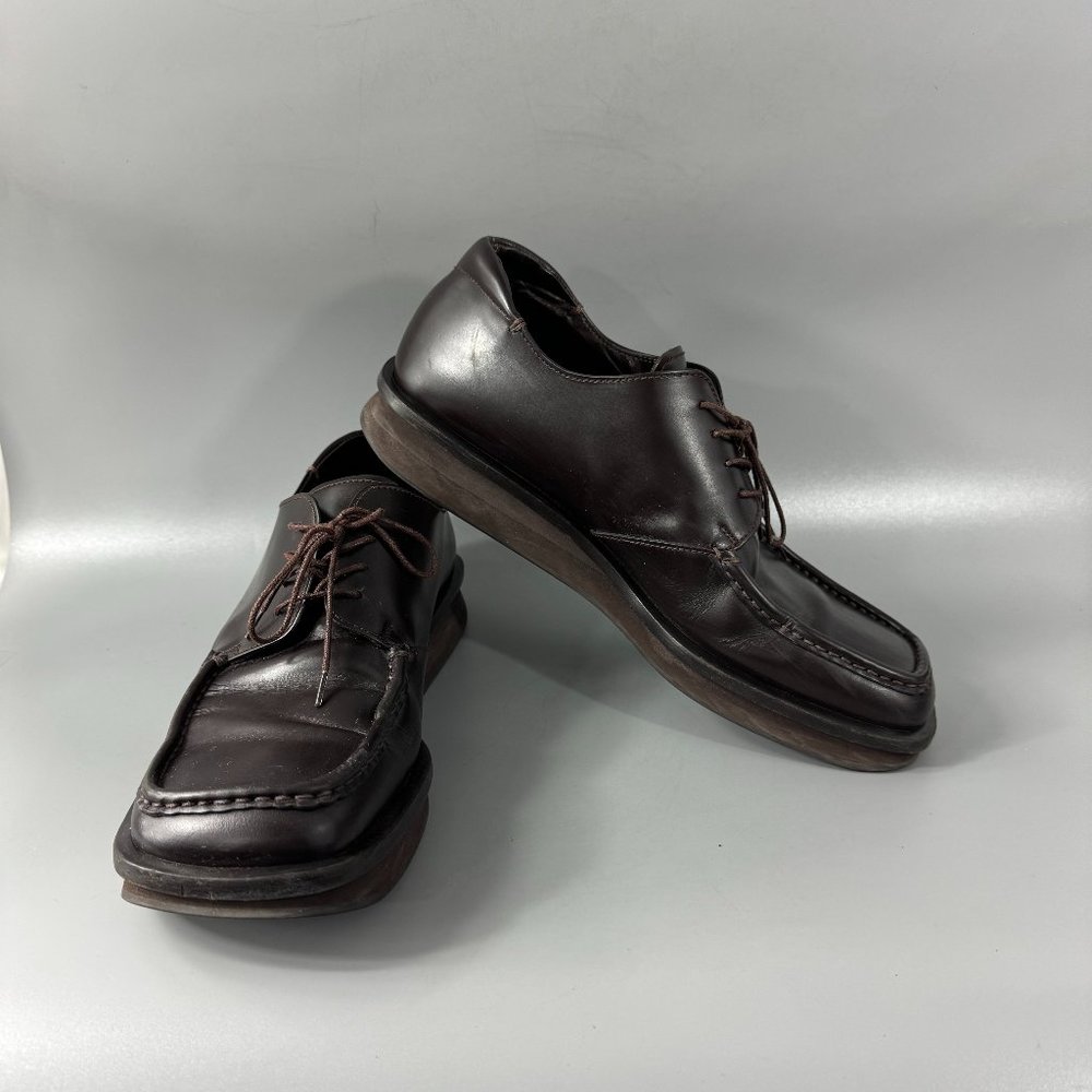 100% Authentic Prada Squared-Toe Brown Leather Ox… - image 1